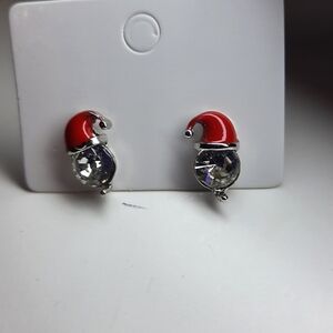 Red and Silver Santa Hat Earrings New